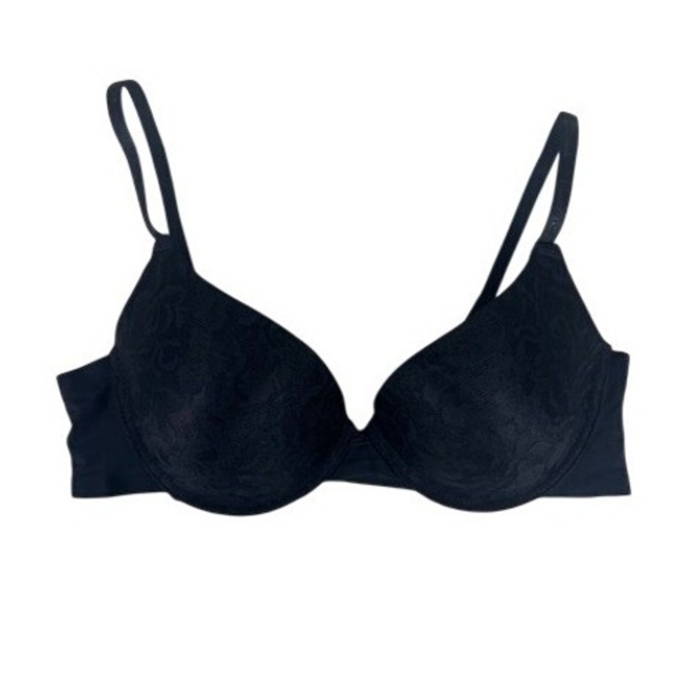 Vince Camuto Black Floral Lace Underwire T-Shirt Bra 36C Adjustable Straps‎